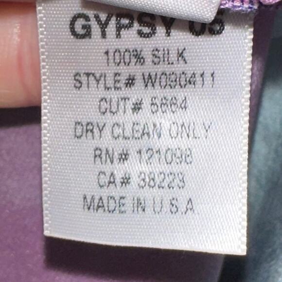 Gypsy 05 Y2K Silk Aqua Purple Tie Dye Strapless Tube Maxi Dress Size XS - Picture 6 of 14